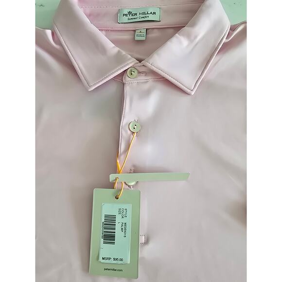 Peter Millar Summer Comfort Polo Shirt Men’s Large Pink Golf CAUSAL work office - Picture 2 of 2